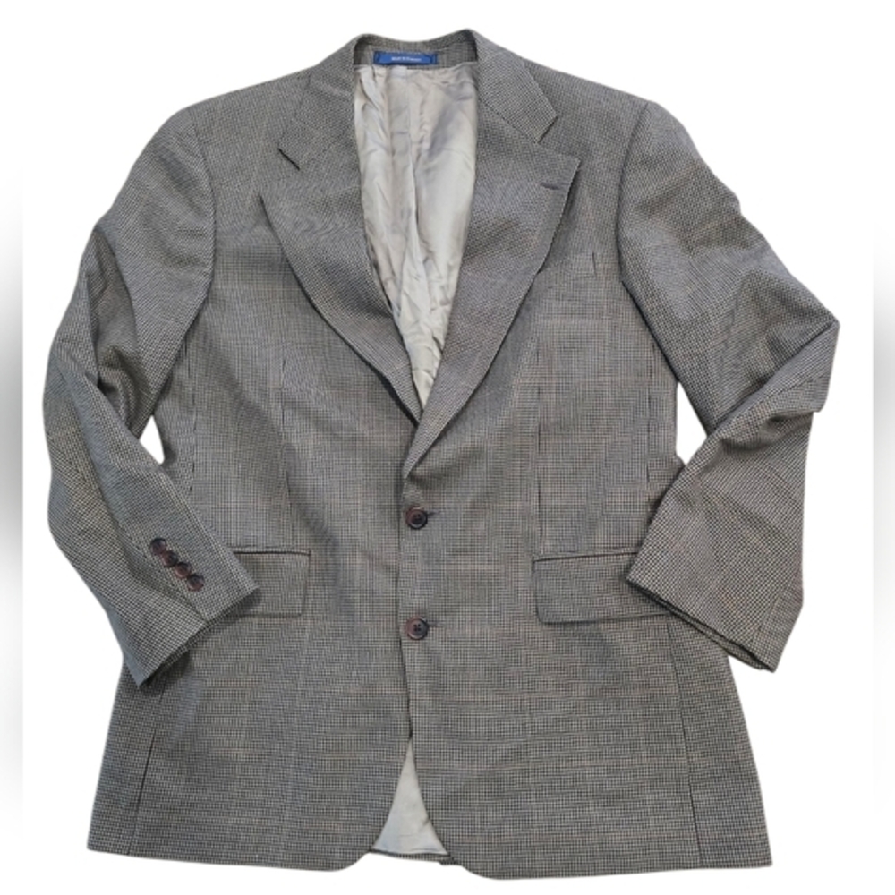Chaps Ralph Lauren Mens Blazer Dark Brown Check 100% Wool Jacket Sport Coat‎ 40R